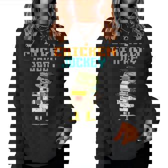 Zombie Chicken Zombie Jockey Pixel Gamer Graphic Women Sweatshirt | Mazezy