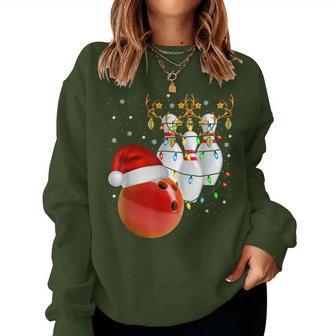 Bowling Christmas Bowling Santa Hat Christmas Lights Sweatshirt Frauen - Geschenkecke