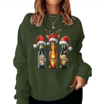 Christmas Beer Bottles With Christmas Hat Beer Sweatshirt Frauen - Geschenkecke