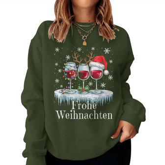 Christmas Red Wine Merry Christmas Reindeer Santa Claus Sweatshirt Frauen - Geschenkecke