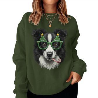 Christmas Tree Sunglasses Border Collie Christmas Women Sweatshirt Frauen - Geschenkecke