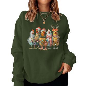 Chicken Christmas Lights Cute Farm Animal Sweatshirt Frauen - Geschenkecke