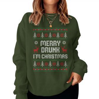 Ugly Christmas Drinking Merry Drunk I'm Christma Sweatshirt Frauen - Geschenkecke