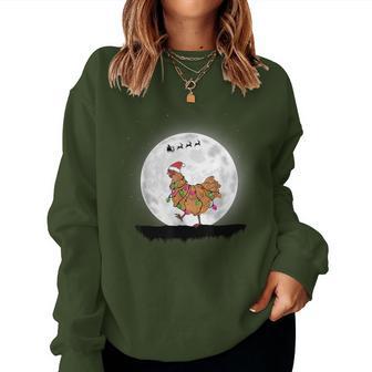 Santa Chicken Christmas Lights Chicken Farmer Christmas Sweatshirt Frauen - Geschenkecke