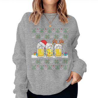 Beer Ugly Christmas Sweater Santa Beer Christmas Lights Manga Larga Sudadera Mujer - Regaloses