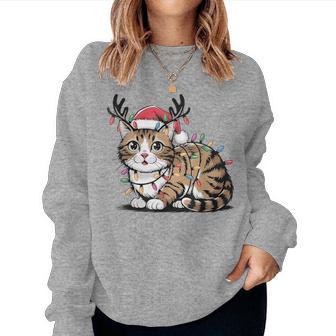 Christmas Children Cat Christmas Lights Sweatshirt Frauen - Geschenkecke