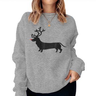 Dachshund Christmas Reindeer Wiener Dog Family Mom Dad Women Sweatshirt - Thegiftio