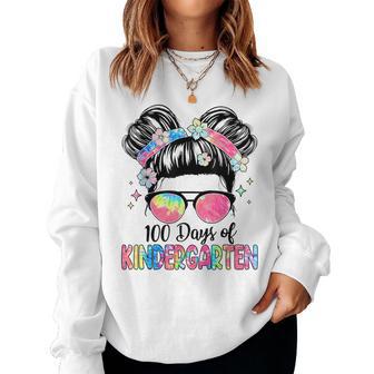 100Th Day Of Kindergarten Teacher Girls 100 Days Of School Women Sweatshirt - Thegiftio UK