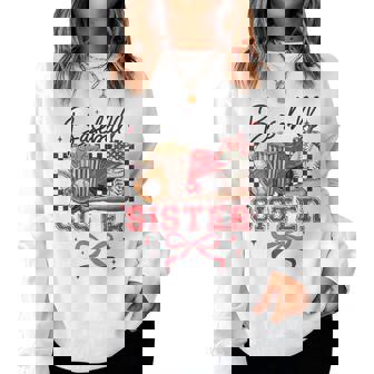 Baseball Sister Coquette Bow Biggest Fan Sport Lovers Girl Women Sweatshirt | Seseable CA