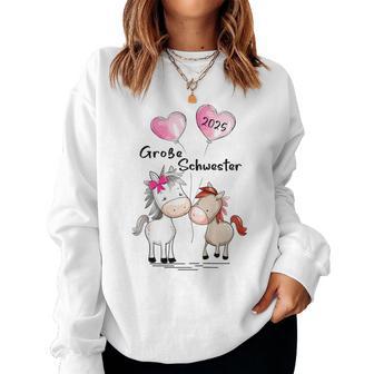 Children's Big Sister 2025 Horses Baby Pregnancy Announcement Gray Sweatshirt Frauen - Geschenkecke