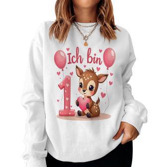 Children's Cute Deer I Am 1 Children's Birthday 1St Birthday Girl Sweatshirt Frauen - Geschenkecke