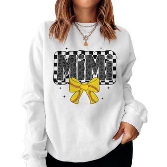 Cute Softball Mimi Ballpark Coquette Bow Grandma Women Sweatshirt - Thegiftio UK