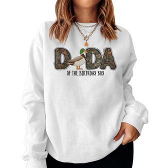 Dada Of The Birthday Boy One Lucky Duck 1St Birthday Party Women Sweatshirt - Thegiftio