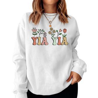 Floral Yia Yia For Grandmother Wildflower Women Sweatshirt - Thegiftio UK