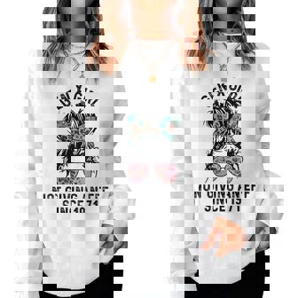 Gen X Girl Not Giving An Eff Since 1971 Tie Die Messy Bun Women Sweatshirt | Mazezy