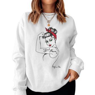 Girl Powerintage Pin Up Retro Strong Woman Unbreakable Gray Sweatshirt Frauen - Geschenkecke