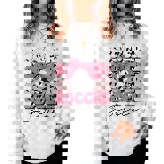 Groovy Soccer Sister Coquette Bow Soccer Women Sweatshirt | Seseable CA