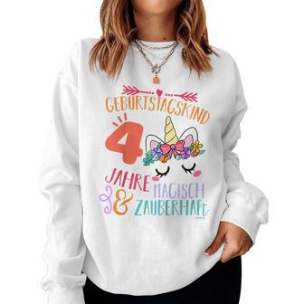 Kinder Geburtstags 4 Jahre Mädchen Einhorn 4 Geburtstag Sweatshirt Frauen - Geschenkecke