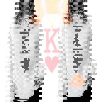 King Of Hearts And Queen Of Hearts Couples Matching Pajama Women Sweatshirt - Monsterry