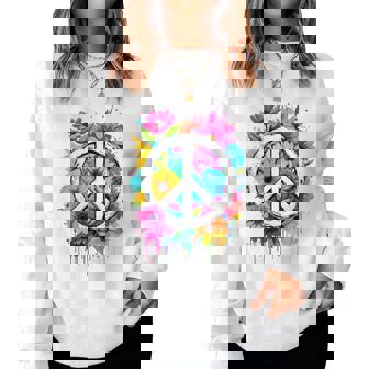 Love Peace Flower Power Signe De Paix Années 70 Et 60 Hippie Sweat-shirt pour femme - Cadeauxyz