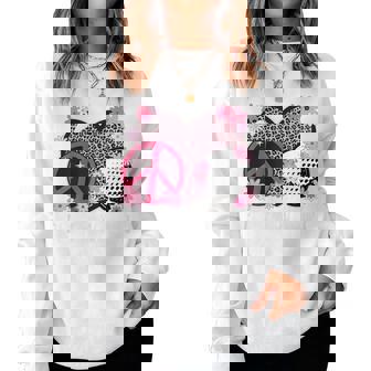 Peace Love Golf Lover Leopard Print Girls Cute Golf Women Sweatshirt | Mazezy