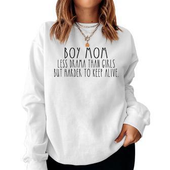 Retro Boy Mom Less Drama Than Girls But Harder To Keep Alive Women Sweatshirt - Thegiftio UK