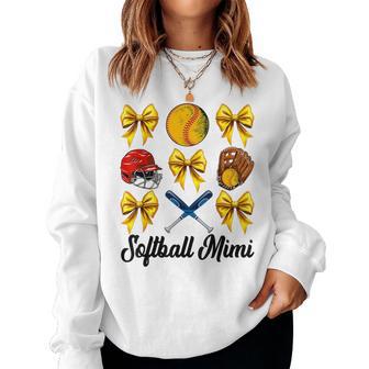 Retro Cute Softball Mimi Bow Softball Mom Women Women Sweatshirt - Thegiftio UK