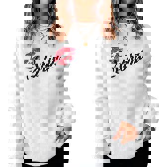 Sabrina Bold Red Lips Personalized Name For And Girls Women Sweatshirt - Seseable
