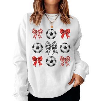 Soccer Coquette Bow Soccer Mama Soccer Mom Women Sweatshirt - Thegiftio