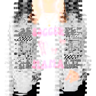 Soccer Mama Vintage Pink Coquette Bow Mama Mom Mother's Day Women Sweatshirt | Mazezy