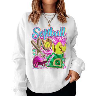 Softball Coquette Bow Softball Mom Mother's Day Women Sweatshirt - Thegiftio UK