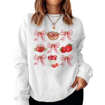 Strawberry Coquette Bow Strawberries Festival Girls Women Women Sweatshirt - Thegiftio UK