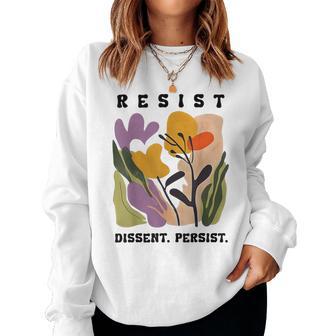 Vintage Resist Dissent Persist Floral Women's Women Sweatshirt - Thegiftio UK
