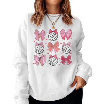 Volleyball Coquette Bow Volleyball Mom Softball Women Sweatshirt - Thegiftio UK