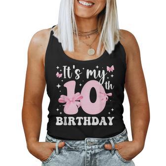 10Th Coquette Themed Birthday 10 Year Old Girl Coquette Bow Women Tank Top - Thegiftio UK