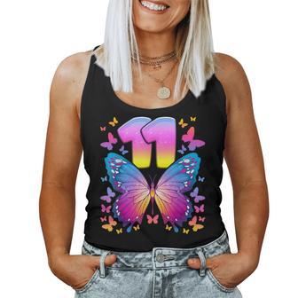 11Th Birthday Girl 11 Years Butterfly Number 11 Tank Top Frauen - Geschenkecke