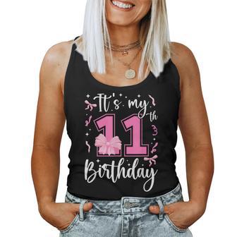 11Th Coquette Themed Birthday Eleven Year Old Girl Bow Women Tank Top - Thegiftio UK