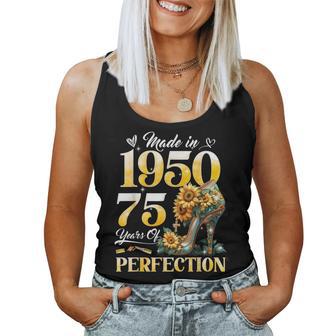 75Th Birthday Floral Made In 1950 75 Years Old Sunflower Camiseta sin mangas para mujer - Regaloses