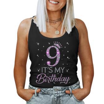 9 It's My Birthday Pink Crown Happy 9Th Birthday Girl Tank Top Frauen - Geschenkecke