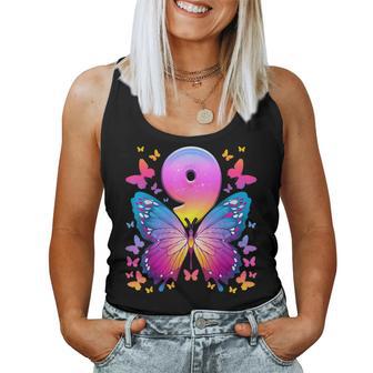 9Th Birthday Girl 9 Years Butterfly Number 9 Tank Top Frauen - Geschenkecke