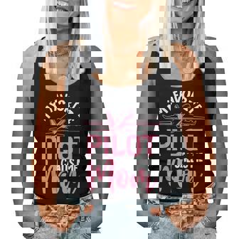 Airplane Pilot Mom Plane Aviation Mom Pilot Mom Mother Son Daughter My Favorite Pilot Calls Me Mom Women Tank Top - Thegiftio UK