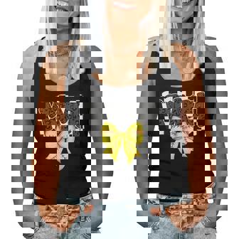 Black Softball Mama Game Day Leopard Checkered Coquette Women Tank Top - Seseable