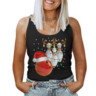 Bowling Christmas Bowling Santa Hat Christmas Lights Tank Top Frauen - Geschenkecke