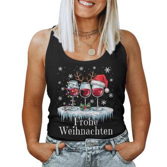 Christmas Red Wine Merry Christmas Reindeer Santa Claus Tank Top Frauen - Geschenkecke