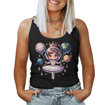 Cute Ballerina Girl Space Astronaut Space Ballons Women Tank Top - Monsterry