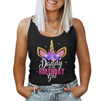 Daddy Of The Birthday Girl Unicorn Birthday Father Dad Blue Tank Top Frauen - Geschenkecke