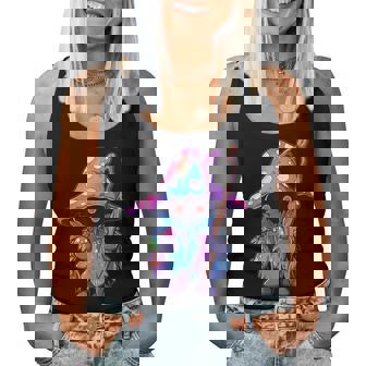 Edm Dj Festival Outfit & -Adults Psychedelic Festival Trippy Wizard Edm Rave Black Small Short Sleeve Women Tank Top - Monsterry