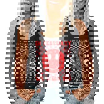 Groovy In February We Wear Red For Heart Disease Awareness Women Tank Top | Mazezy