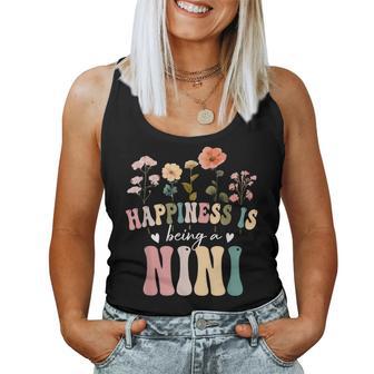 Happiness Is Being A Nini Floral Nini Mother's Day Women Tank Top - Thegiftio UK