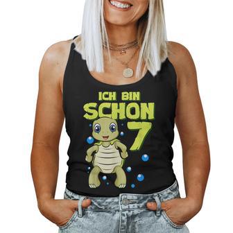 Ich Bin Schon 7 Years Boy Girl Birthday Turtle Tank Top Frauen - Geschenkecke